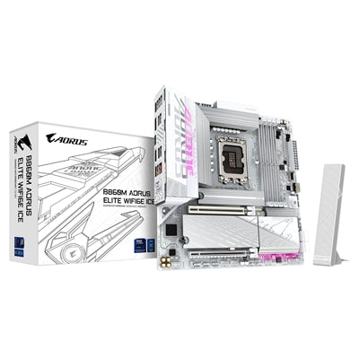Gigabyte B860M AORUS ELITE WiFi 6E ICE White LGA1851 DDR5 mATX Gigabyte B860M AORUS ELITE WiFi 6E ICE White LGA1851 DDR5 mATX